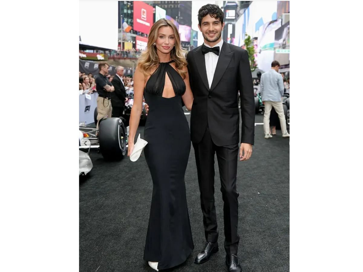 Esteban Ocon and Flavy Barla in matching outfits (Image via Instagram/ @apxgpf1team)